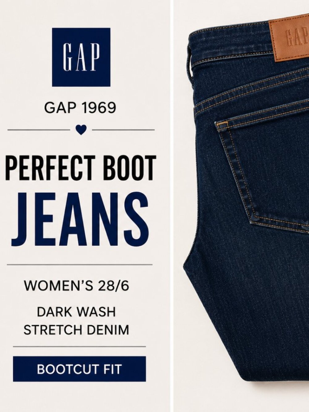 GAP 1969 Perfect Boot Jeans Women’s 28/6 Dark Wash Stretch Denim